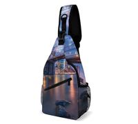 Zaino Monospalla Poliestere Borsa Petto Per Ciclismo, Lavoro, Running New York City Brooklyn Bridge Manhattan All'Aperto Sling Bag