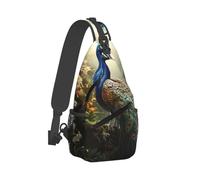 Zaino Monospalla Poliestere Crossbody Per Ciclismo, Escursionismo, Campeggio Peacock On The Tree Sportivo Daypack