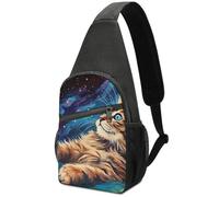 Zaino Monospalla Unisex Borsa A Tracolla Per Viaggi, Scuola, Running Cute Cat Playing With Butterfly Print Impermeabile Sacchetto Del Messaggero