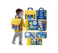 Zaino Montessori con dinosauri, 18 in 1, giocattolo educativo per bambini dai 2 ai 4 anni, multicolore, con attività cognitive.