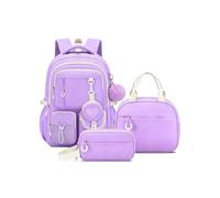 Zaino multitasche per ragazze Kit scolastico 3 in uno con portamonete | Il ragionevole layout tascabile a strati classifica separatamente libri, articoli di cancelleria e articoli(Purple)