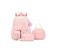 Zaino multitasche per ragazze Kit scolastico 3 in uno con portamonete | Il ragionevole layout tascabile a strati classifica separatamente libri, articoli di cancelleria e articoli(Pink)