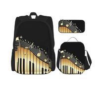 Zaino musicale con portapranzo Anime Zaino Scuola Borsa Bookbag Zaino Set per Tre, Nero , Taglia unica, Set di zaini per la scuola