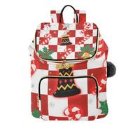 Zaino natalizio a quadri rosso e bianco per donna, alla moda, casual, borsa a tracolla da viaggio, per palestra, shopping, viaggi