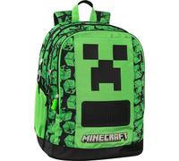 MINECRAFT - Zaino Scuola Ufficiale Minecraft, con 2 Ampi Spazi Centrali, Tasca Frontale Sagomata, Tasche Laterali in Rete, Spallacci Regolabili Imbottiti, Retro e Fondo Termoformati, 32x43Hx23cm