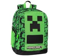MINECRAFT - Zaino Scuola Ufficiale Minecraft, con 2 Ampi Spazi Centrali, Tasca Frontale Sagomata, Tasche Laterali in Rete, Spallacci Regolabili Imbottiti, Retro e Fondo Termoformati, 32x43Hx23cm