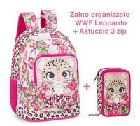Zaino organizzato WWF Leopardo + Astuccio 3 zip