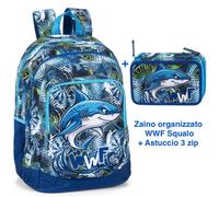 Zaino organizzato WWF Squalo + Astuccio 3 zip