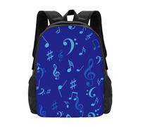 Zaino originale con tasche a rete, note musicali blu, multifunzione per il