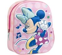 Zaino originale Disney Minnie Mouse rosa per bambini con motivo a pois e fiocco verde | Zaino prescolare Minnie leggero e resistente per bambine