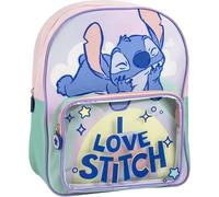 Zaino originale Disney Stitch per bambini con motivo arcobaleno e tasca trasparente | Zaino scolastico Stitch resistente per bambini e bambine della scuola materna e elementare