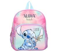 Zaino per asilo Disney Stitch - Personalizzato con nome - Zaino per bambini con tasca anteriore - 2 scomparti 29 x 23 x 8 cm arcobaleno pastello, Zaino Stitch arcobaleno, 23 x 29 x 8 cm
