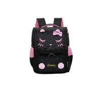 Zaino per bambina della scuola primaria con testa di gatto nero e schienale imbottito - 28x16x35cm nero