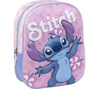 Zaino per bambini 3D di Stitch - Colore rosa - 25 x 10 x 31 cm - Realizzato in poliestere ed EVA - Con chiusura a zip - Stampa Stitch - Prodotto originale progettato in Spagna, Rosa, Estándar, Casual