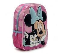 Zaino per bambini 3D Minnie Mouse - Zaino scolastico rosa, taglia unica, con rilievo EVA, tasca laterale a rete e spallacci regolabili, licenza ufficiale Disney per asilo e la scuola