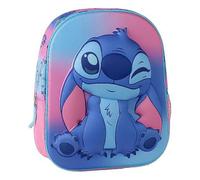 Zaino per bambini 3D Stitch, zaino per la scuola con rilievo EVA, tasca frontale e tasca laterale in rete, colore rosa sfumato, taglia unica, per asilo e la scuola