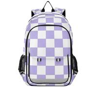 Zaino per bambini 40,6 cm 8-12: bookbag leggero per adolescenti in colori assortiti - Plaid americano viola e bianco