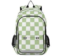 zaino per bambini 8-12: borse moderne per libri per liceo in colori assortiti - Plaid americano verde e bianco