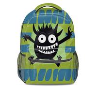 Zaino per bambini a righe vivace con stampa di mostri carini, zaino per la scuola leggero e durevole, Stile 4, L