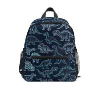 Zaino per bambini blu navy con dinosauri al neon per ragazze e ragazzi, mini zaino