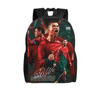 Zaino per bambini Borsa a tracolla per studenti Ronaldo No.7 Fans stampato cartone animato grande capacità Teen calcio Viaggi per ragazzi ragazze, Rosso, L