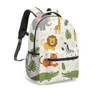 Zaino per bambini con animali selvatici, resistente, per la scuola elementare, per ragazzi e ragazze, con stampa di elefanti, leoni, tigri, zainetto, leggero, per bambini, 01, L, Casual