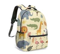 Zaino per bambini con animali selvatici, resistente, per la scuola elementare, per ragazzi e ragazze, con stampa di elefanti, leoni, tigri, zainetto, leggero, per bambini, 05, L, Casual