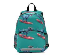 Zaino per bambini con dinosauro che fa surf verde mare zaino per la scuola elementare per bambini piccoli zaini per la scuola materna con guinzaglio di sicurezza per ragazzi e ragazze 3-7 anni