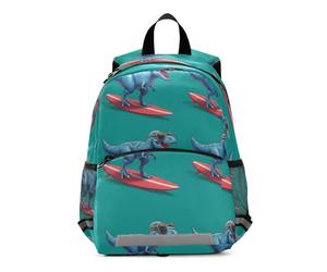 Zaino per bambini con dinosauro che fa surf verde mare zaino per la scuola elementare per bambini piccoli zaini per la scuola materna con guinzaglio di sicurezza per ragazzi e ragazze 3-7 anni