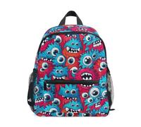 Zaino per bambini con divertente mostro dei cartoni animati con targhetta per nome, zaino per bambini per asilo nido, borsa per libri prescolari per ragazzi e ragazze, Multicolore, M