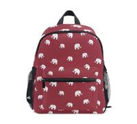 Zaino per bambini con elefanti bianchi e granata, Elefanti Bianchi Maroon, Small, Zaini Cool Soccer Print | Zaini leggeri per bambini da 3 a 8 anni, con targhetta per il nome