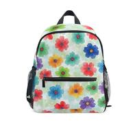Zaino per bambini con fiori ad acquerello vibranti con targhetta per nome, zaino per la scuola materna per ragazze, Vivaci Fiori Acquerello, 6-8 Years, Zaini Carino