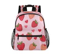 Zaino per bambini con grazioso cuore rosso fragola per ragazzi e ragazze, impermeabile e leggero, borsa per la scuola materna con cinghia toracica, piccola borsa per libri da viaggio zaino per scuola