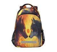 Zaino per bambini con lupo zaino per la scuola zaino per libri per ragazzi ragazze borsa casual, Lupo, Taglia unica