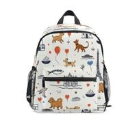 Zaino per bambini con motivo architettura a forma di cane, zaino per bambini e ragazzi, borsa per scuola materna, borsa da viaggio per ragazza