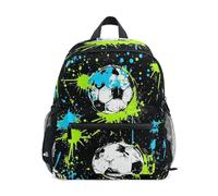 Zaino per bambini con palloni da calcio Splash per ragazze e ragazzi, zaini per asilo con etichetta per il nome, borsa per la scuola per bambini, 3-8 anni