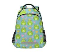 Zaino per bambini con rane verdi con corone e cuori con clip sul petto libri borsa per ragazze adolescenti mochilas escolares para ni?as de 10 a?os