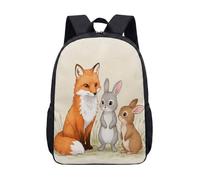 Zaino per bambini con simpatici amici della foresta, 43 cm, per bambini, stravaganti animali del bosco, cervi, volpi, conigli, stampa autunnale, borsa scolastica, 05, L, Minimalista