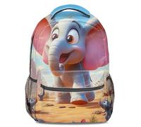 Zaino per bambini con stampa 3D di elefanti e topi in stile cartone animato, per ragazzi e ragazze, Stile 3, L