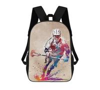 Zaino per bambini con stampa 3D Van Gogh, alla moda, casual, leggero, per scuola, università e viaggi, Lacrosse Player Watercolor Art, 17"