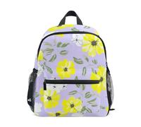 Zaino per bambini con targhetta per nome, zaino per bambini con fiori gialli bianchi e viola, zaino prescolare per ragazze, Fiori bianchi gialli Viola-1, 3-5 Years, Zaini Carino