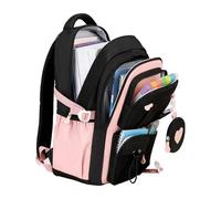 Zaino per bambini | Con tasche multiple - Zaino scuola | per adolescenti e giovani, Rosa, Consulte la descripción
