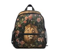 Zaino per bambini da 3 a 8 anni Il leone nel fiore rosa Zaini per bambini per ragazza ragazzo asilo scuola elementare Bookbag