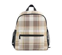 Zaino per bambini e bambine, a scacchi scozzesi beige per asilo con etichetta nome piccoli zaini per bambini, Plaid Beige a scacchi, 3-5 Years, Zaini Carino