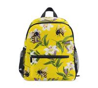 Zaino per bambini e bambine, con api e fiori di giglio bianco, mini zaini per asilo con targhetta per il nome, Fiori Di Giglio Bianco Api, 6-8 Years, Zaini Carino