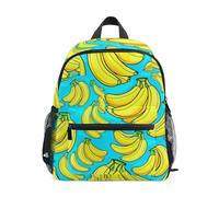 Zaino per bambini e bambine, con banane gialle e turchesi, zaino da viaggio con targhetta per nome, mini zaini per bambini, Banane Gialle Turchese, 3-5 Years, Zaini Carino