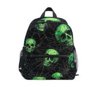 Zaino per bambini e bambine, con teschio verde freddo, Teschio Verde Fred, Small, Zaini Cool Soccer Print
