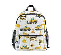 Zaino per bambini e bambine, con veicoli da costruzione, piccola borsa da viaggio con targhetta per il nome, Veicoli da costruzione, 6-8 Years, Zaini Carino