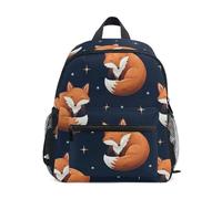 Zaino per bambini e bambine, con volpi arancioni, blu navy, piccolo zaino da viaggio con targhetta per il nome, Volpi arancioni Blu Navy 1, Medium, Zaini Carino