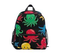 Zaino per bambini e bambine, mini borsa da viaggio con stampa di polpi, con targhetta per il nome, Polpi colorati dei cartoni animati, 6-8 Years, Zaini Carino